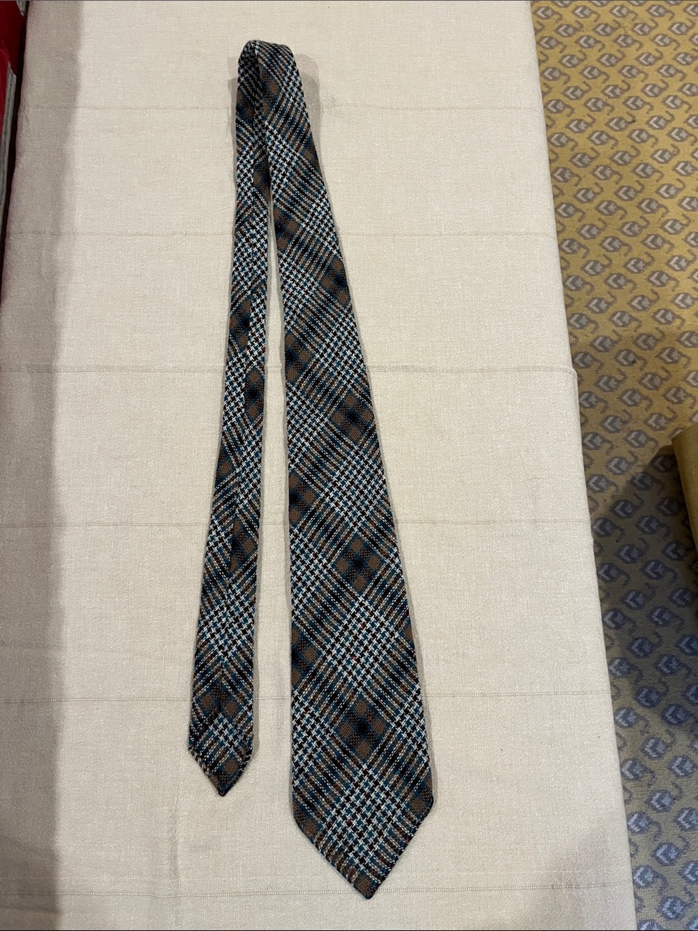 John Hanly & Co. Nenagh Ireland Brown and Teal Plaid Men's Tie